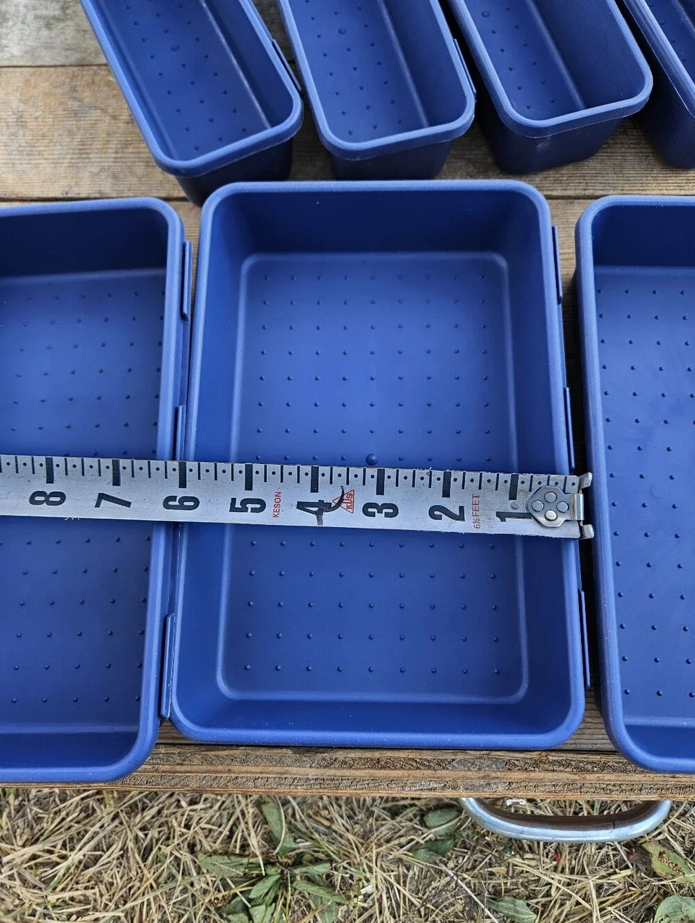 Blue Craft Drawer Organizer Trays Plastic Shallow Storage Bins Divider Set